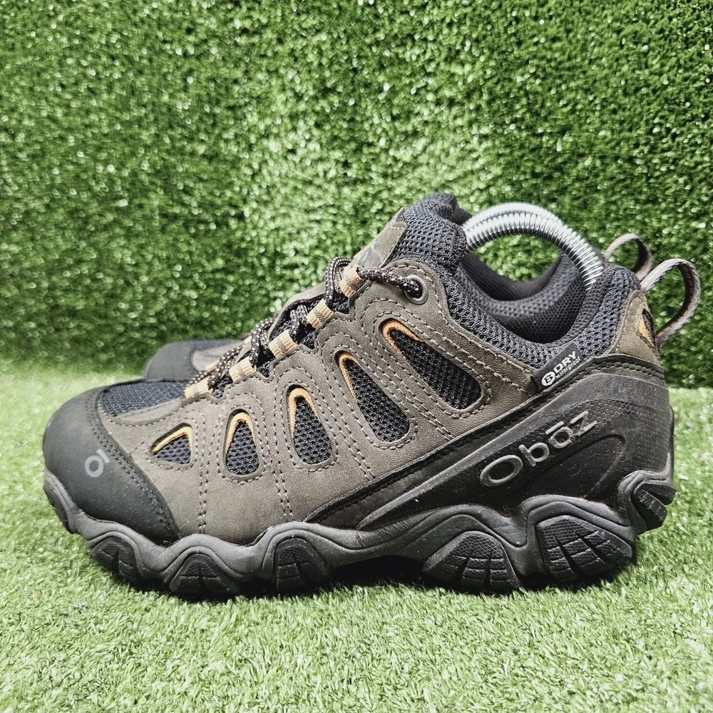 Oboz Sawtooth II Brown Black Low Trail Hiking Waterproof Boots Mens Size 8